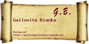 Gallovits Bianka névjegykártya